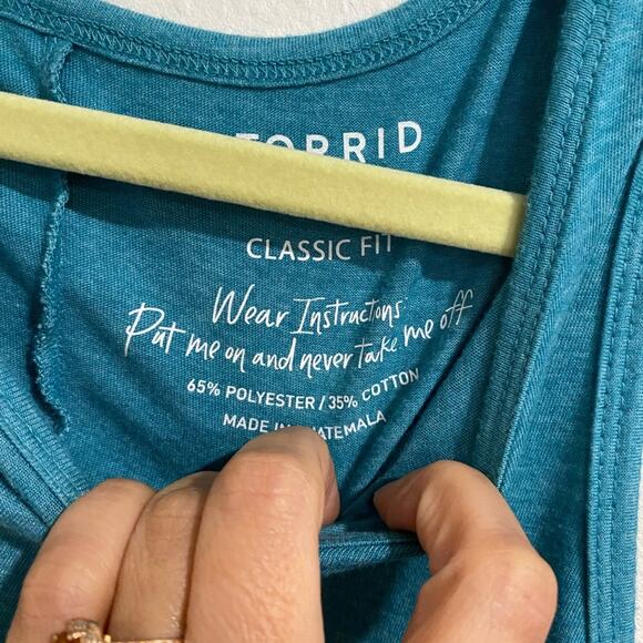 Torrid Teal Everyday No Worries Here Graphic Tank Sz 10 - Picture 4 of 11